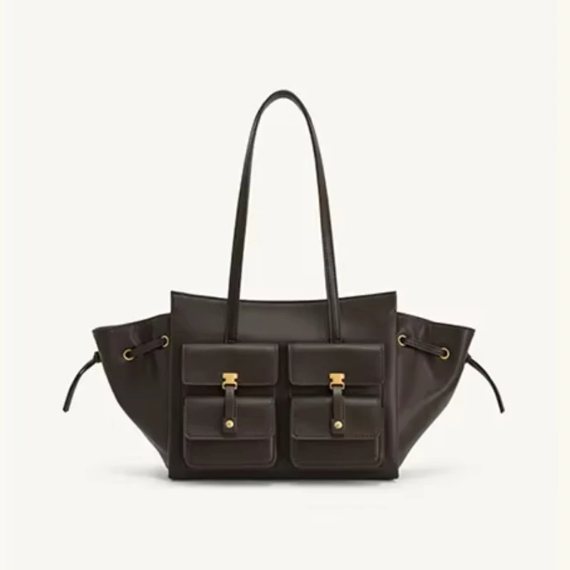 

Luxury Multi Pocket Wing Shoulder Bag,Brand Large Capacity Underarm Tote Bag,Motorcycle Style Lady Leather Double Handle Handbag