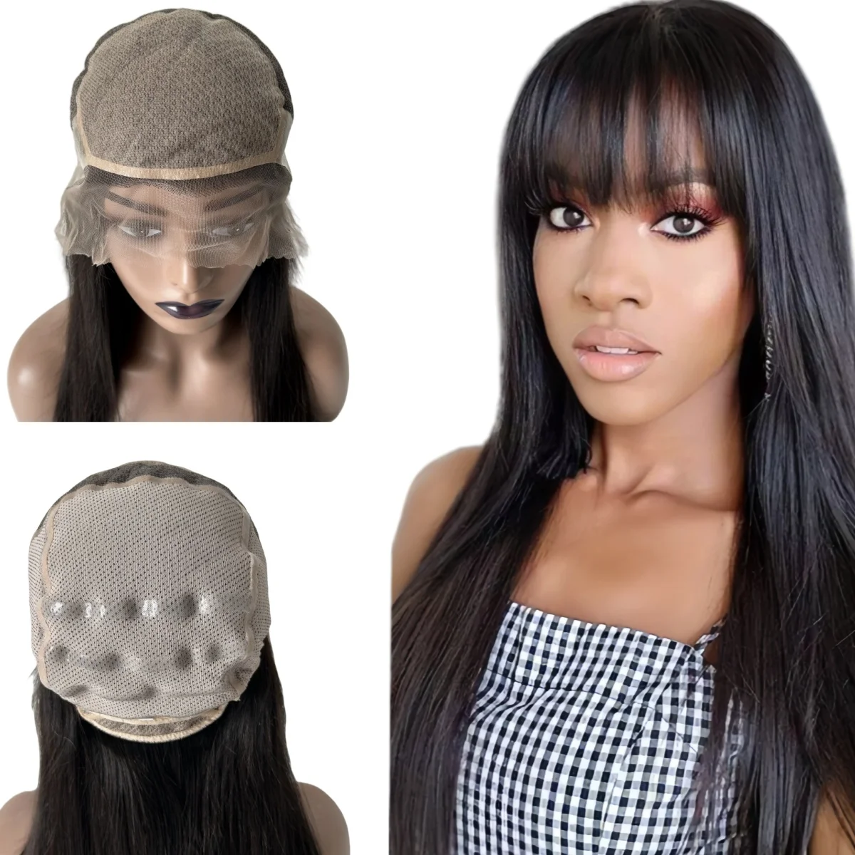 20 ''الصينية شعر بشري لعذراء اللون الطبيعي حريري مستقيم 180% الكثافة 5x5 الحرير العلوي كامل الدانتيل شعر مستعار طبي للنساء #1