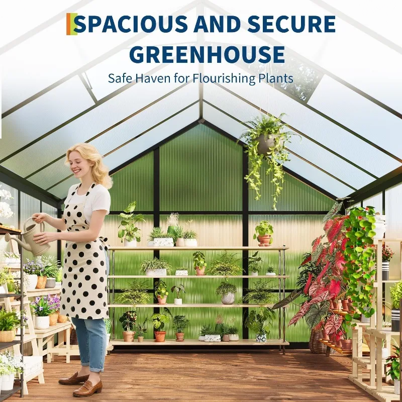 Greenhouse, 6x10 FT Greenhouse for Outdoors, Walk-in Green House with Ground Nails and Vent Windows, Sliding Lockable