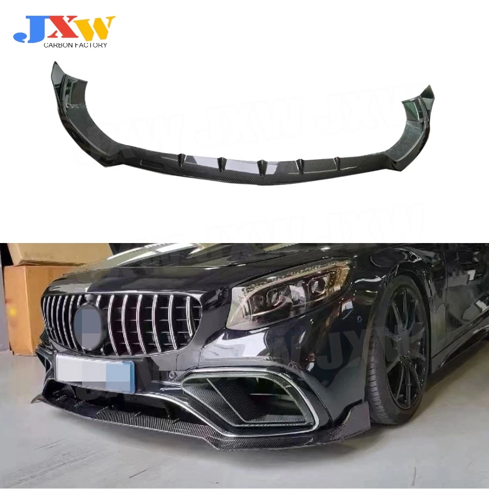 Carbon Fiber FRP Front Lip Bumper Spoiler for Benz W217 C217 S63 S65 AMG Coupe 2014-2019 Head Bumper Lip Guard BodyKit