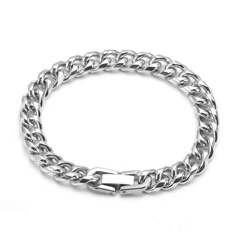 New stainless steel bracelet round grinding chain European and American men's bracelet simple and cool style