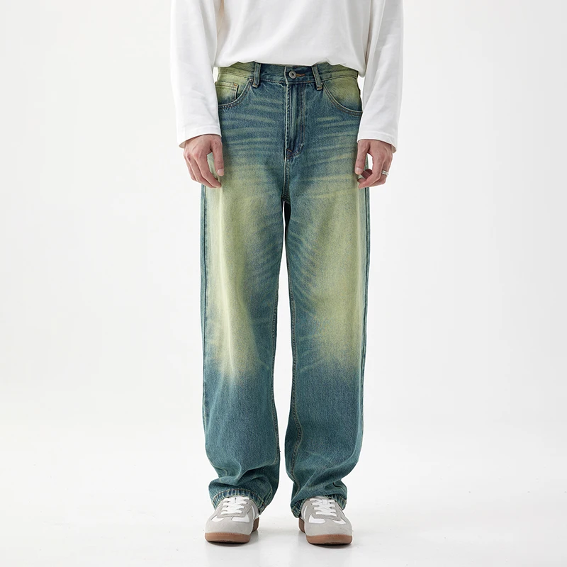 JK1901 جينز جديد متعدد الاستخدامات على الطراز الأمريكي للرجال ذو ساق مستقيمة وسحاب كاجوال مغسول بالحجر على الطراز الأمريكي #2