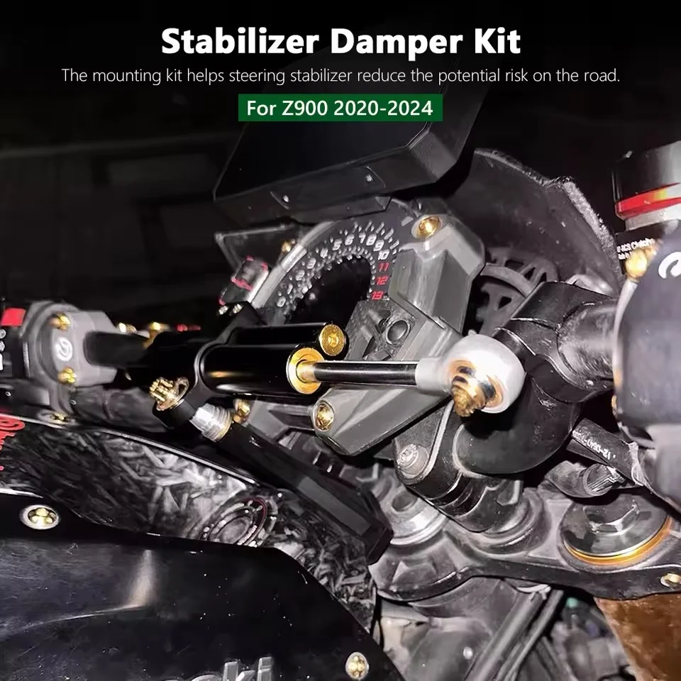 For Kawasaki Z900 Motorcycle Steering Damper Stabilizer Kit 2020-2024 Dampers Mount Bracket Support Enhanced Riding Stability