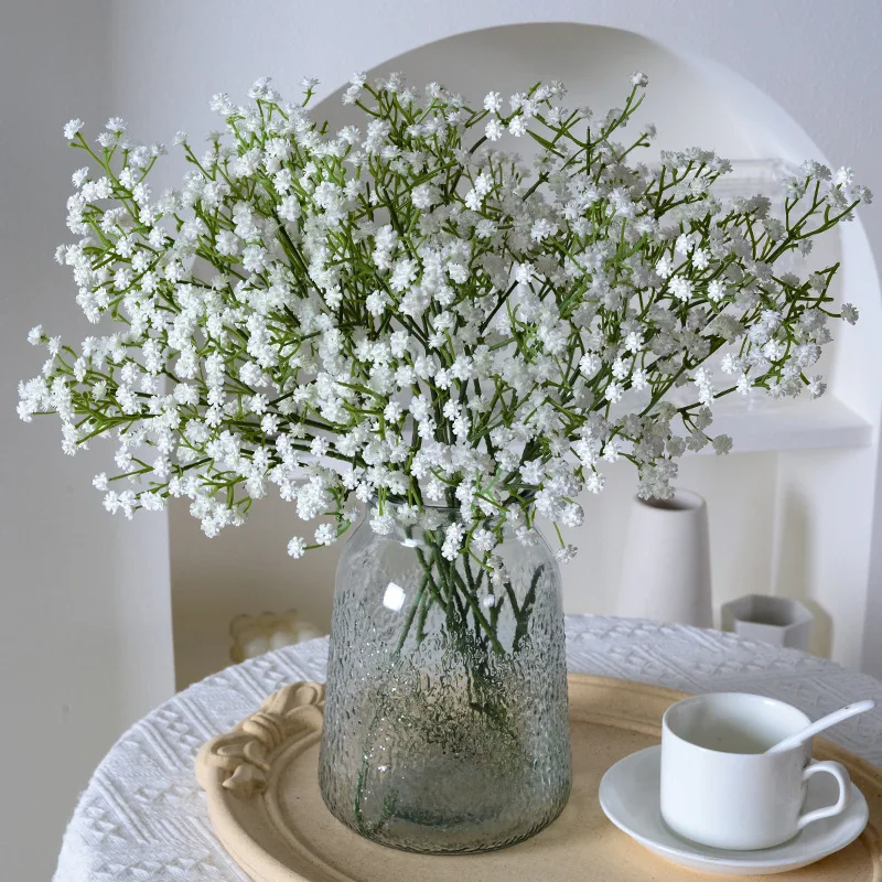 10pcs Faux Baby's Breath Latex Plastic Flowers for Wedding Decoration Bridal Bouquet Fake Gypsophila Party Home Display Florals