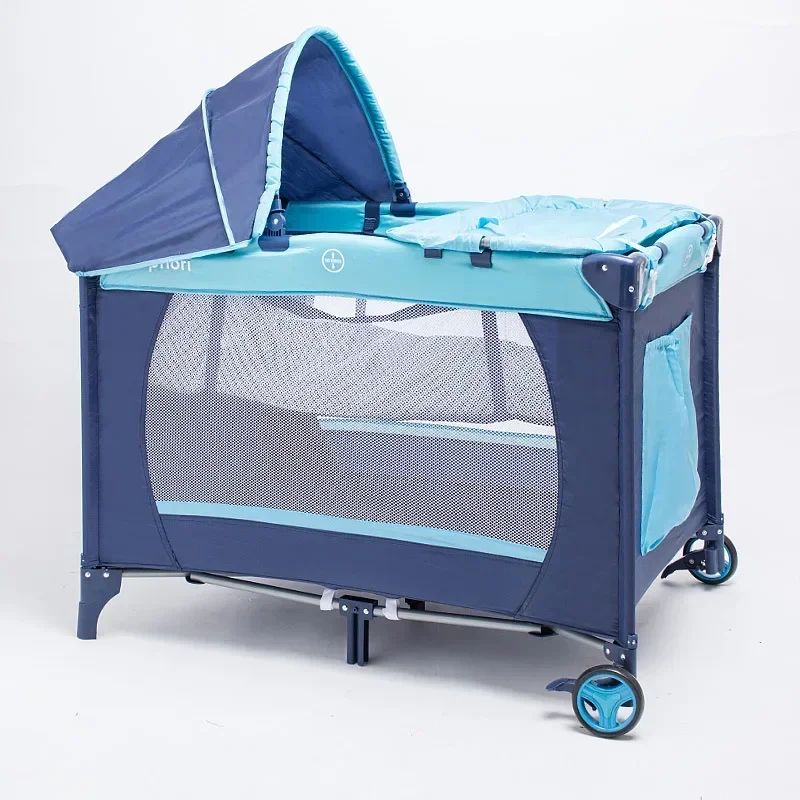 Baby Crib Double Layer Game King Bed Portable Foldable Baby Bb Bed Newborn Cradle Bed with Mosquito Net