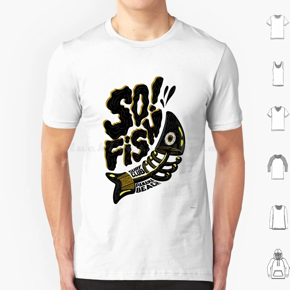 Sofich! T Shirt Cotton Men Women DIY Print Board Surfboard Surf Freestyle Black Eyes Fish Bones Beach Beach Club Panama