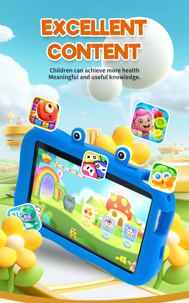 New Arrivals Learning Tablet for Kids, 7 Inch, Android 12, HD Dual Cameras, Toddler Educational Toy, Gift for Children, 5G WiFi