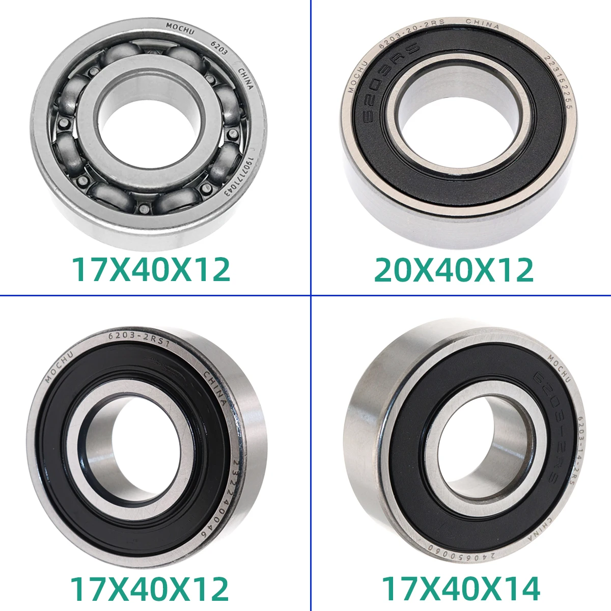 1pcs Bearing 6203-20-2RS 6203-2RS1 20x40x12 17X40X12 17X40X14 6203-14-2RS MOCHU Bearings