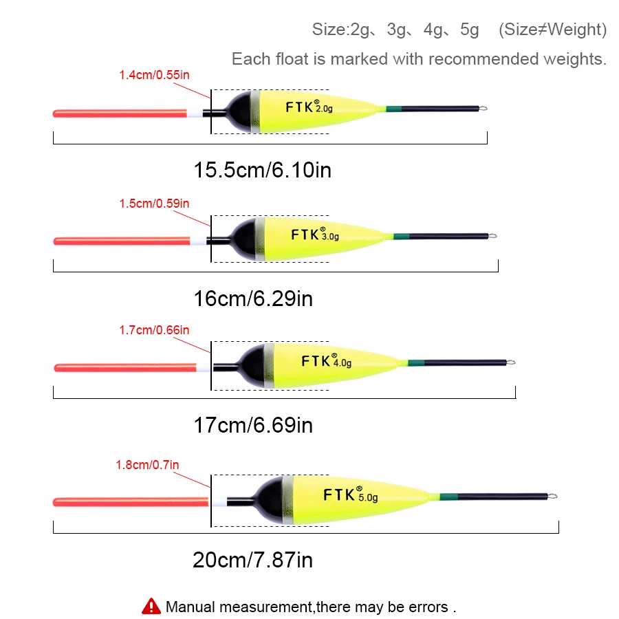 FTK 5pcs/lot Fishing Float Size 2g-4g Barguzinsky Fir Floats Carp Fishing Bobber Vertical Buoy Length 15.5-20cm Fishing Tackle