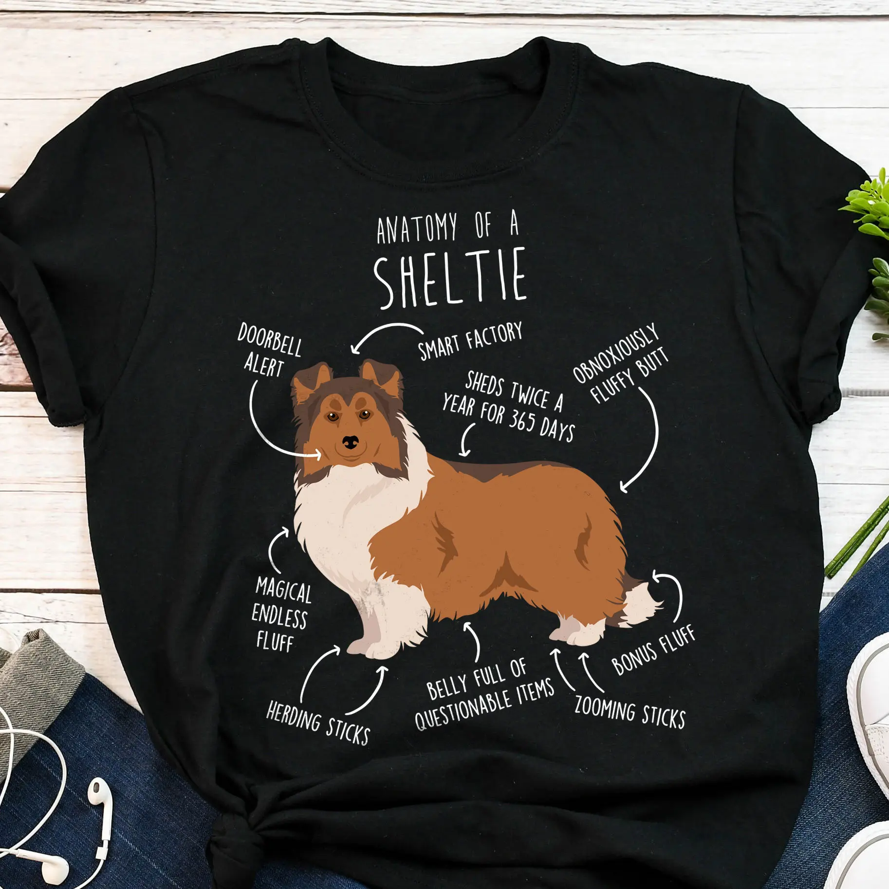 Sheltie T Shirt Funny Dog Lover Cute Sable Shetland Sheepdog Pet Mom Dad Top Mahogany Collie