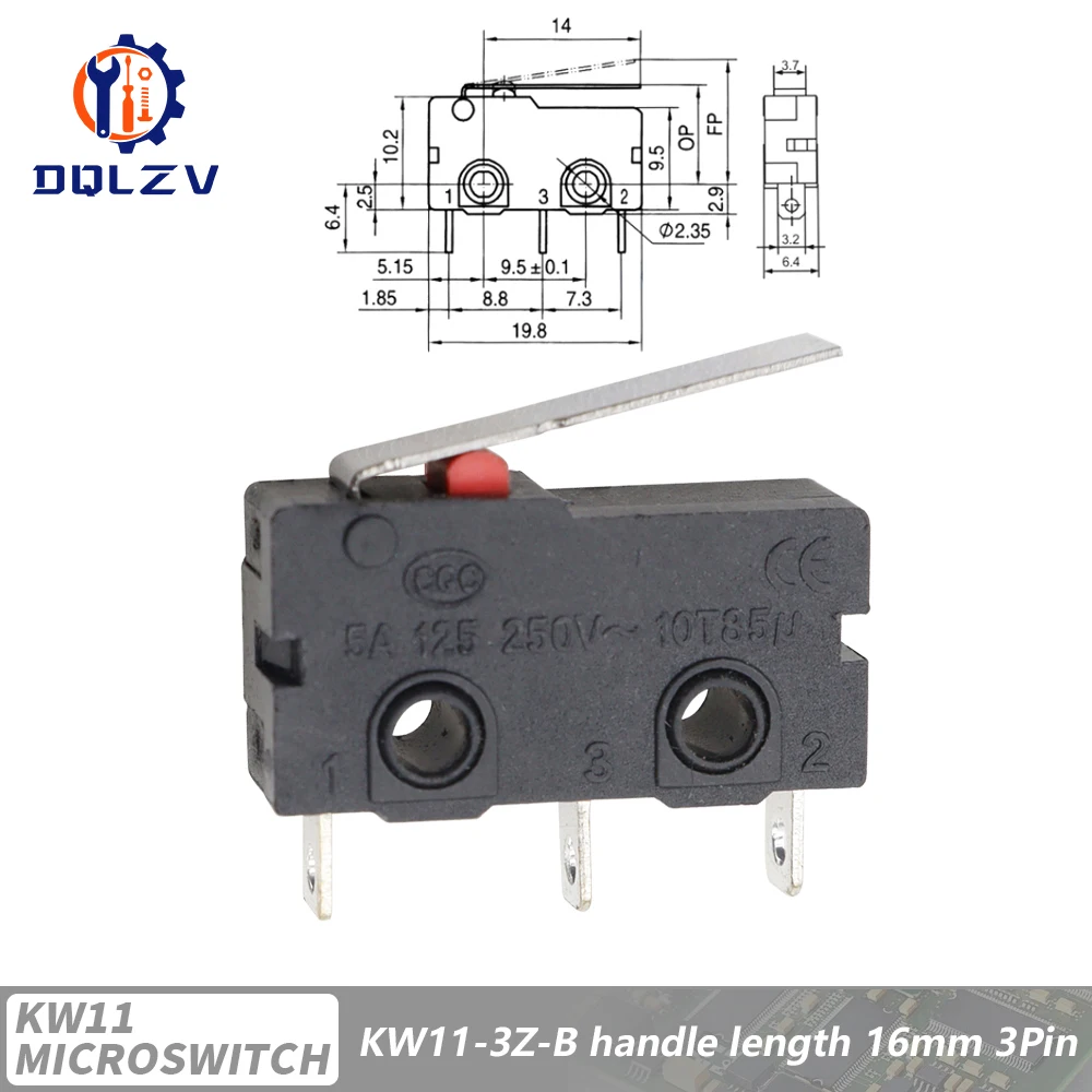 5A 125V250V KW12 Reise Endschalter KW11-3Z-2 Mit Griff 16mm Kontakt Taste Mikroschalter KW12-N 2Pin/3Pin KW12-A NO/NC