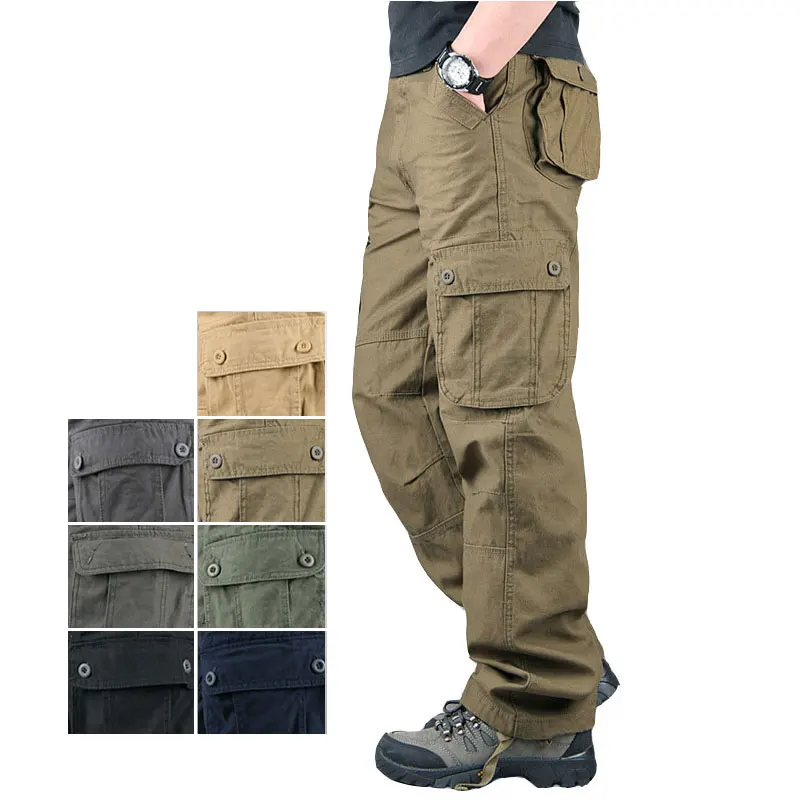 

Trousers Men's Clothing Casual Pant Man Cargo Pants Mens Pants For Men Clothes Many Pocket Plus Size Cotton Loose Male Pants