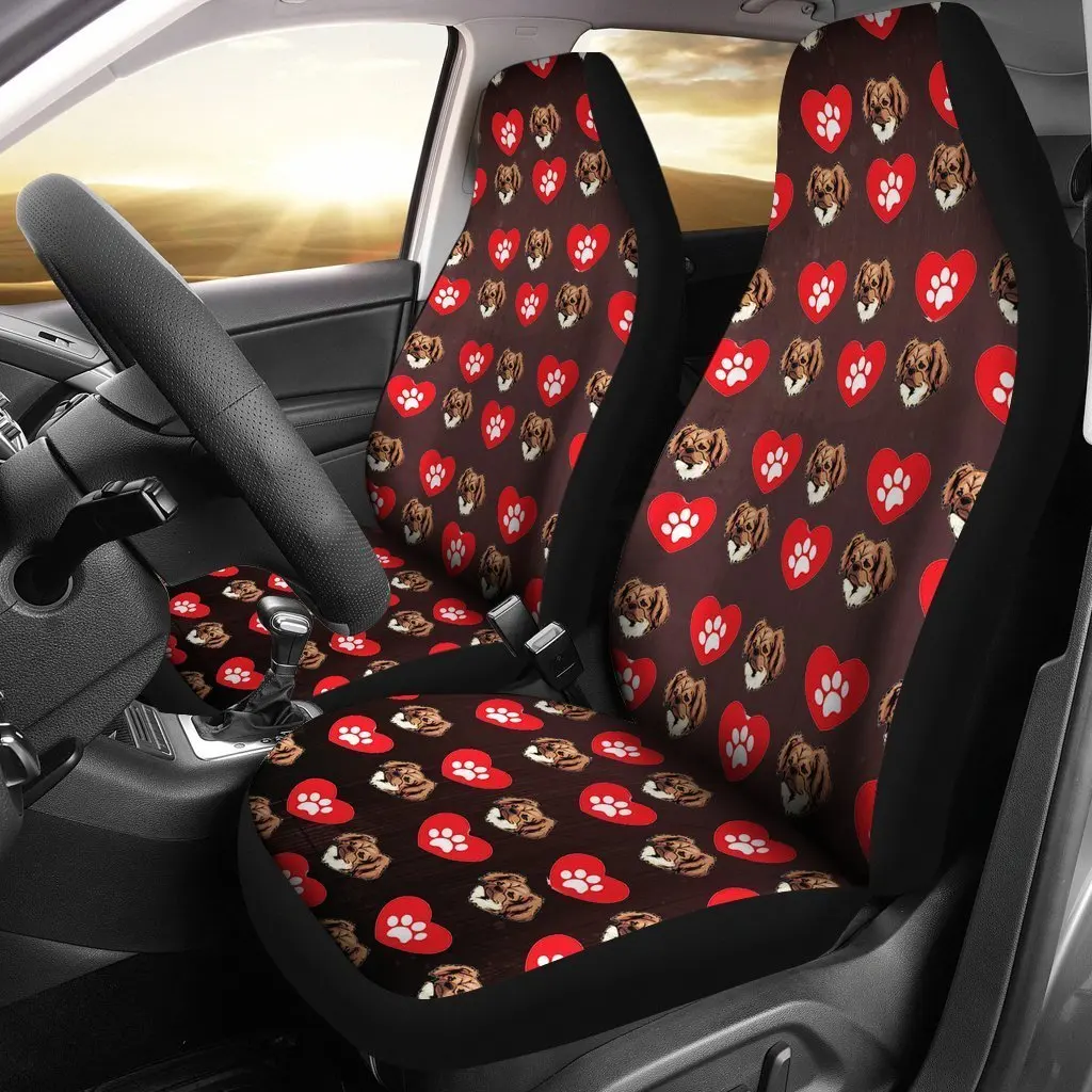 Tibetan Spaniel Print Car Seat Covers Set 2 Pc, Car Accessories Seat Cover