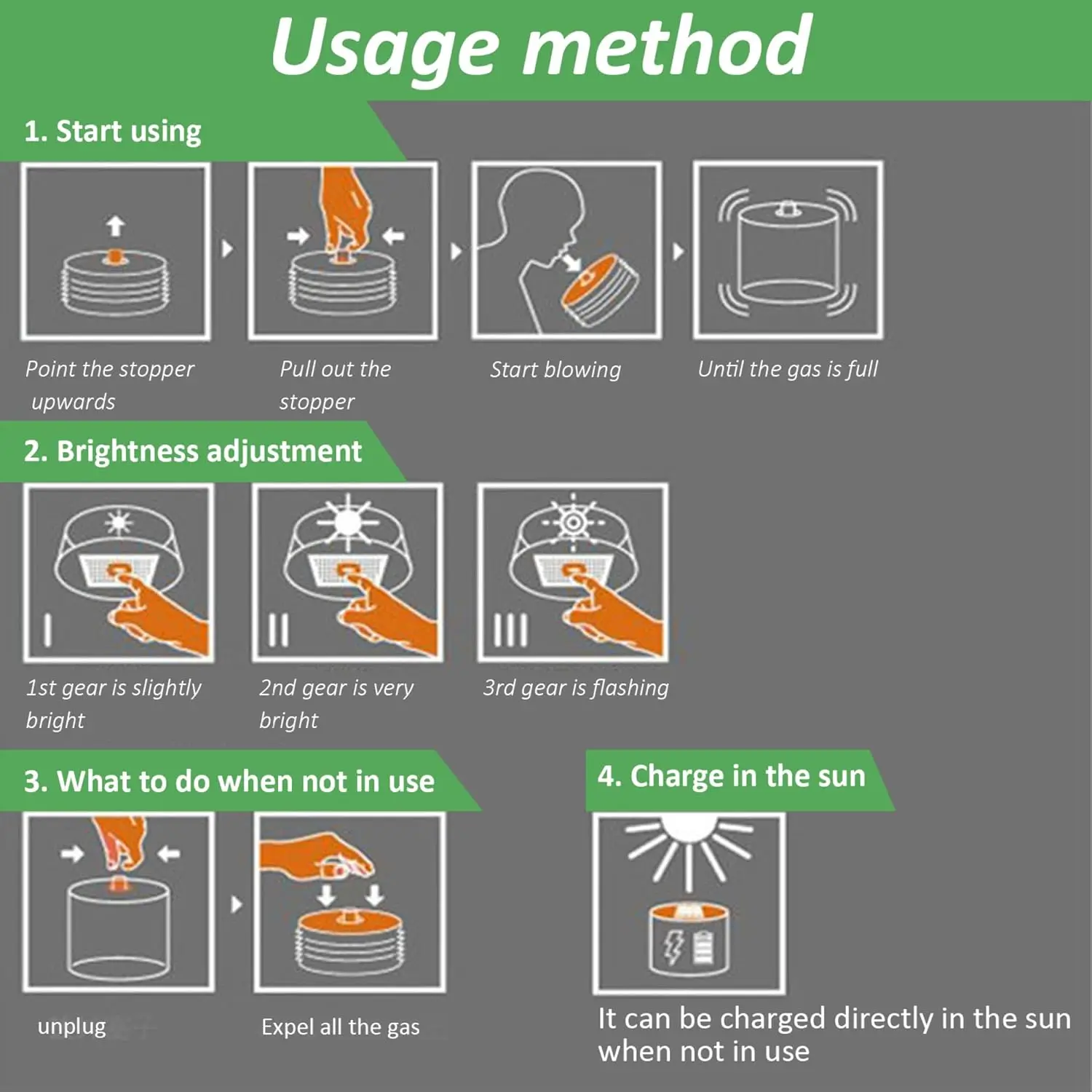 فانوس شمسي قابل للنفخ مقاوم للماء ، فانوس تخييم بإضاءة ليد بيضاء ، مصباح قابل للطي بمقبض ، ضوء طوارئ ، 2 * * #2