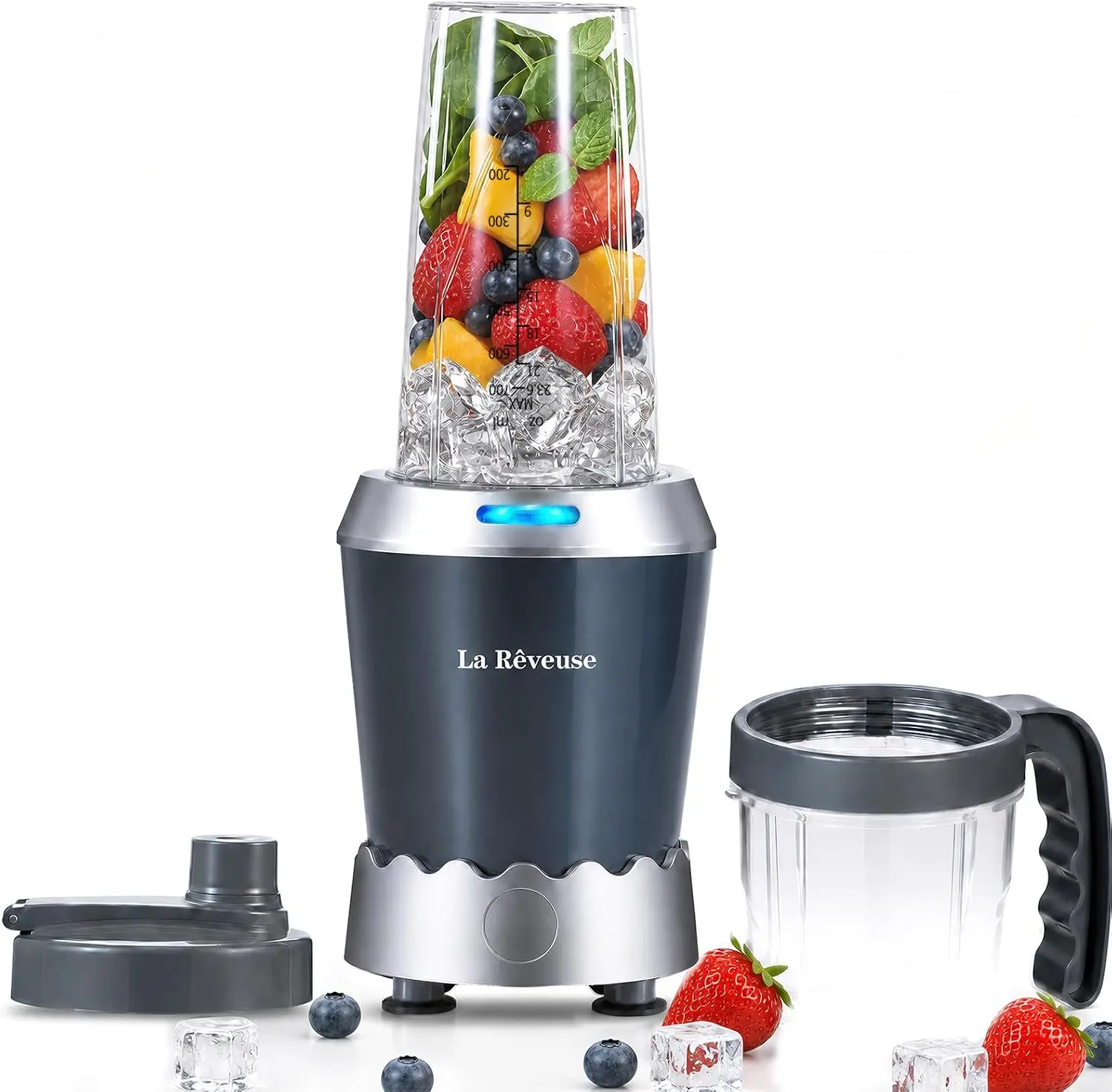 1000W High-Speed Personal Blender with 24oz To-Go Cup – Perfect for Smoothies, Protein Shakes, Frozen Drinks, and Food Prep, Gra