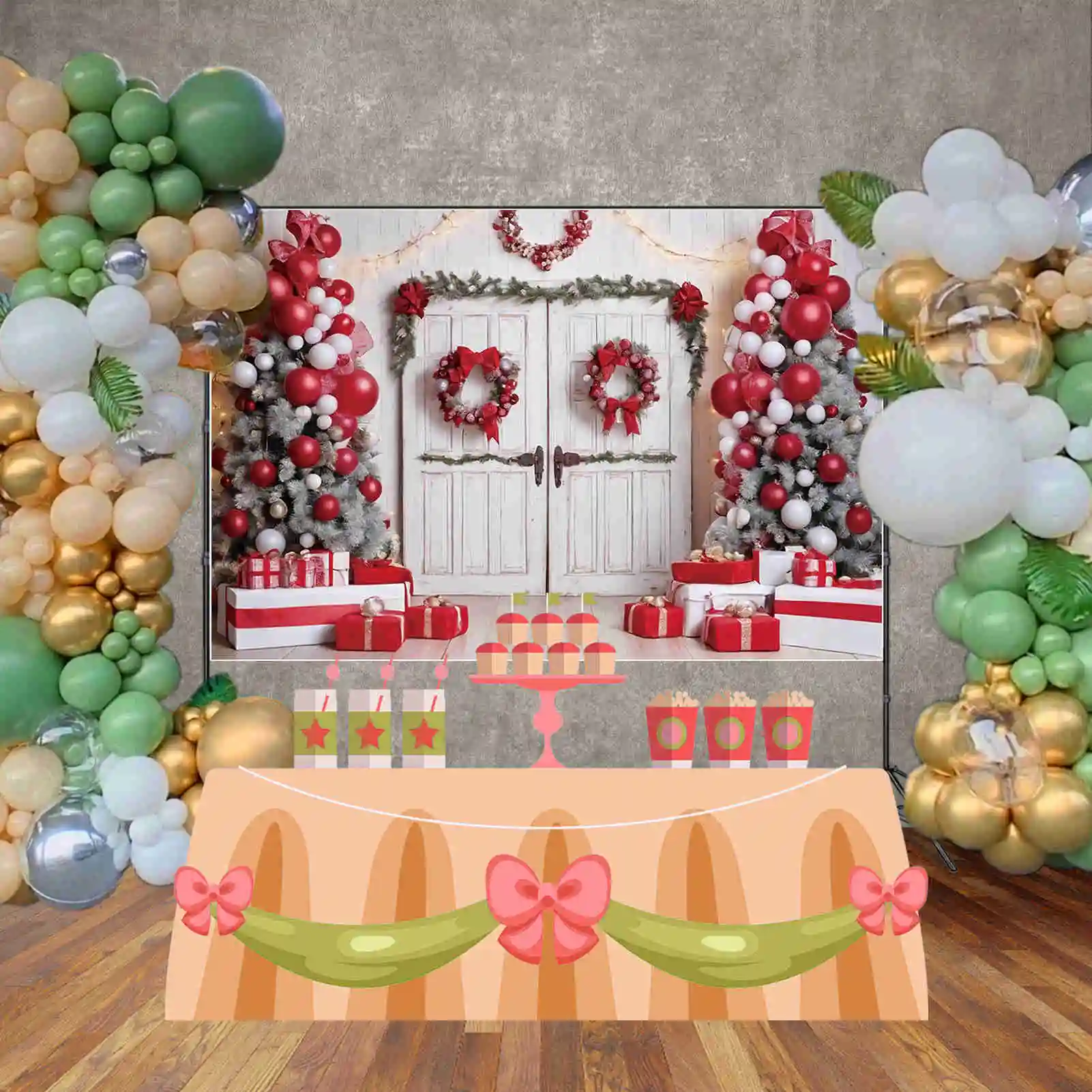 MOON.QG 큰 크리스마스 트리 선물, 사진 배경 2025, 홈 장식, 새해 사진 배경, 사진 촬영 소품