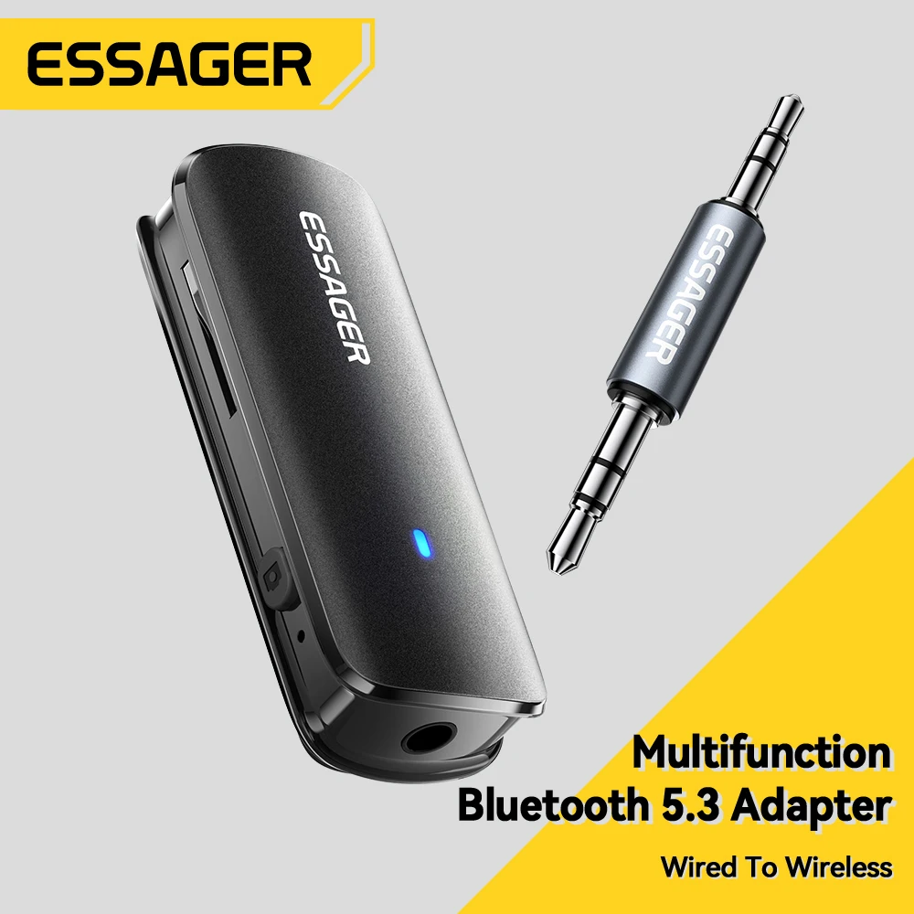 Essager Bluetooth 5.3 Adapter Type-C 3.5mm Audio Cable TF Card Slot Multifunctional Bluetooth Adapter For Phones Tablet Laptop