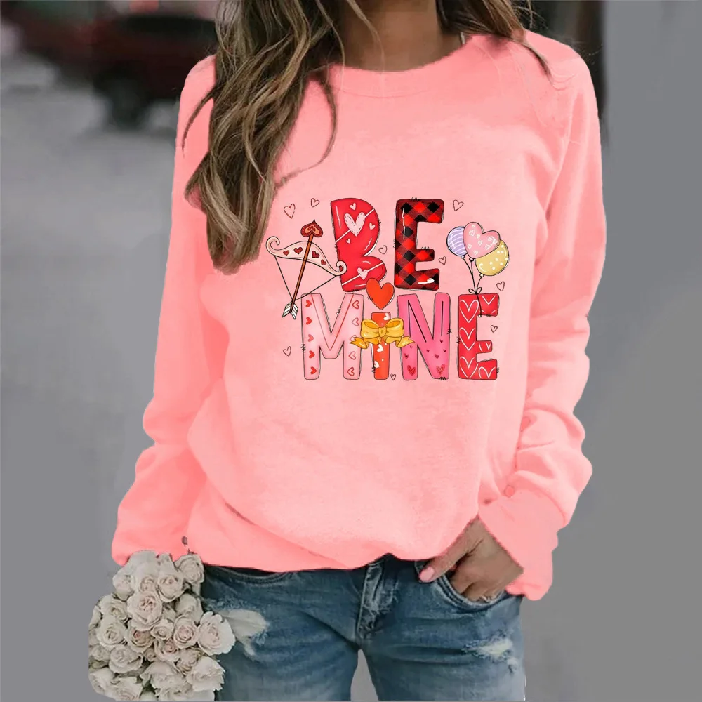 Crew-neck Hoodie Letter Printing New Valentine's Day Hot Sales in Europe and The United States Sweatshirt  Streetwear Women