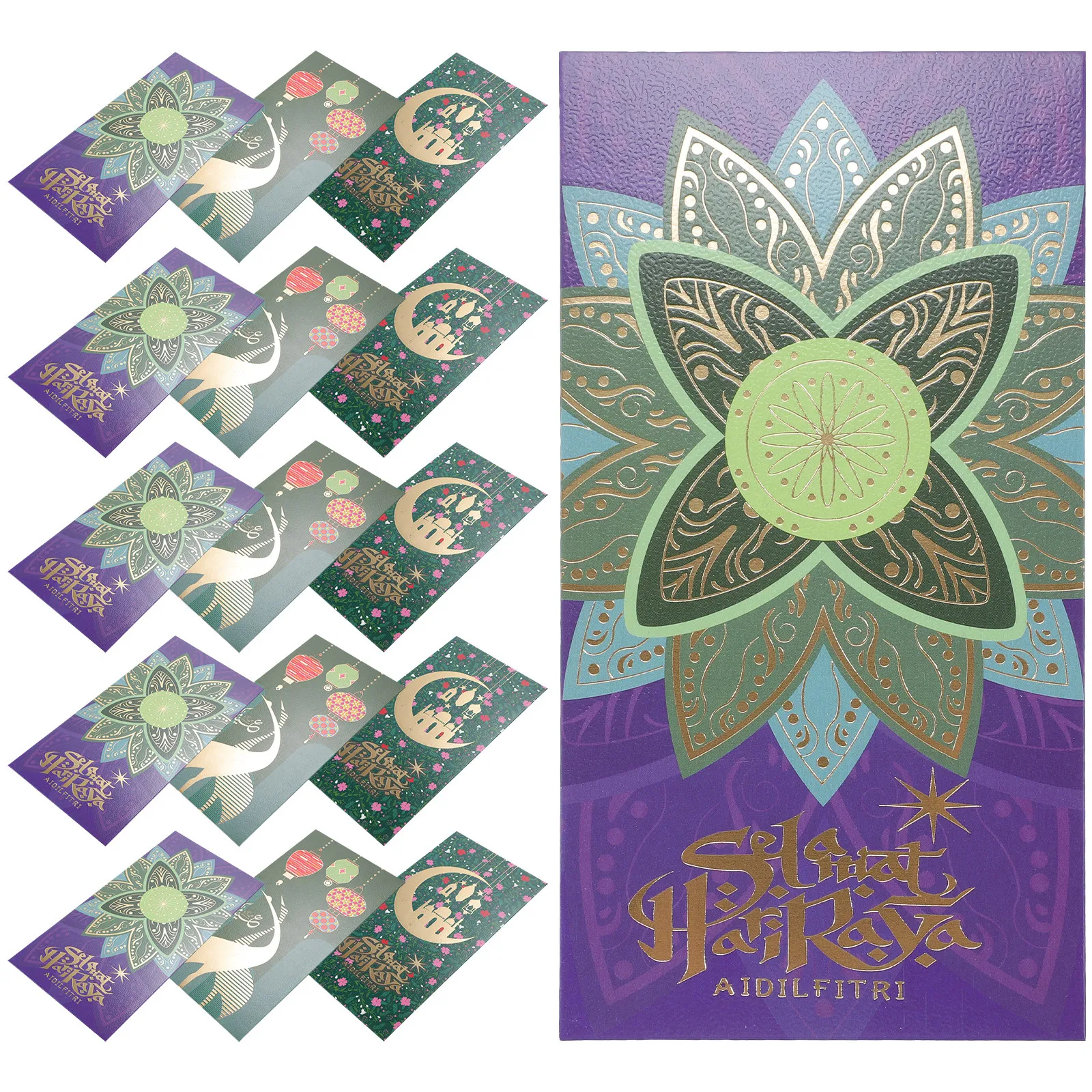 18Pcs Eid Mubarak Envelopes Elegant Paper Design Compact Size Party Supplies Money Holder Blessing Cards Eid Celebrations