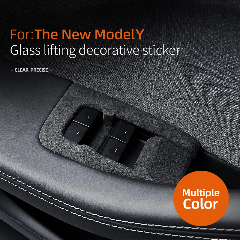 

4pcs Premium A lcantara For Tesla Model Y Launch Juniper Window Lift Panel Glass Switch Button Decoration Frame Car Accessories