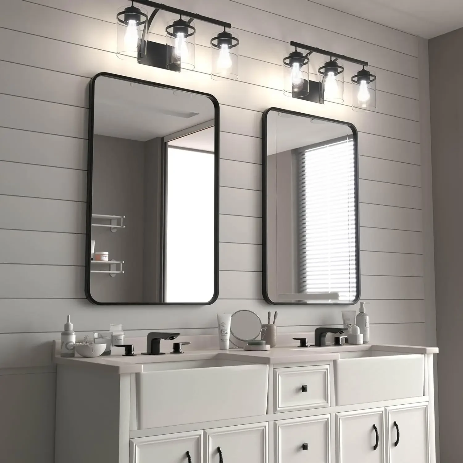 2-Pack Black Bathroom Mirrors 24x36 Inch Black Frame Mirror for Bathroom, Bathroom Vanity Mirror for Over Sink, Black Rectangle