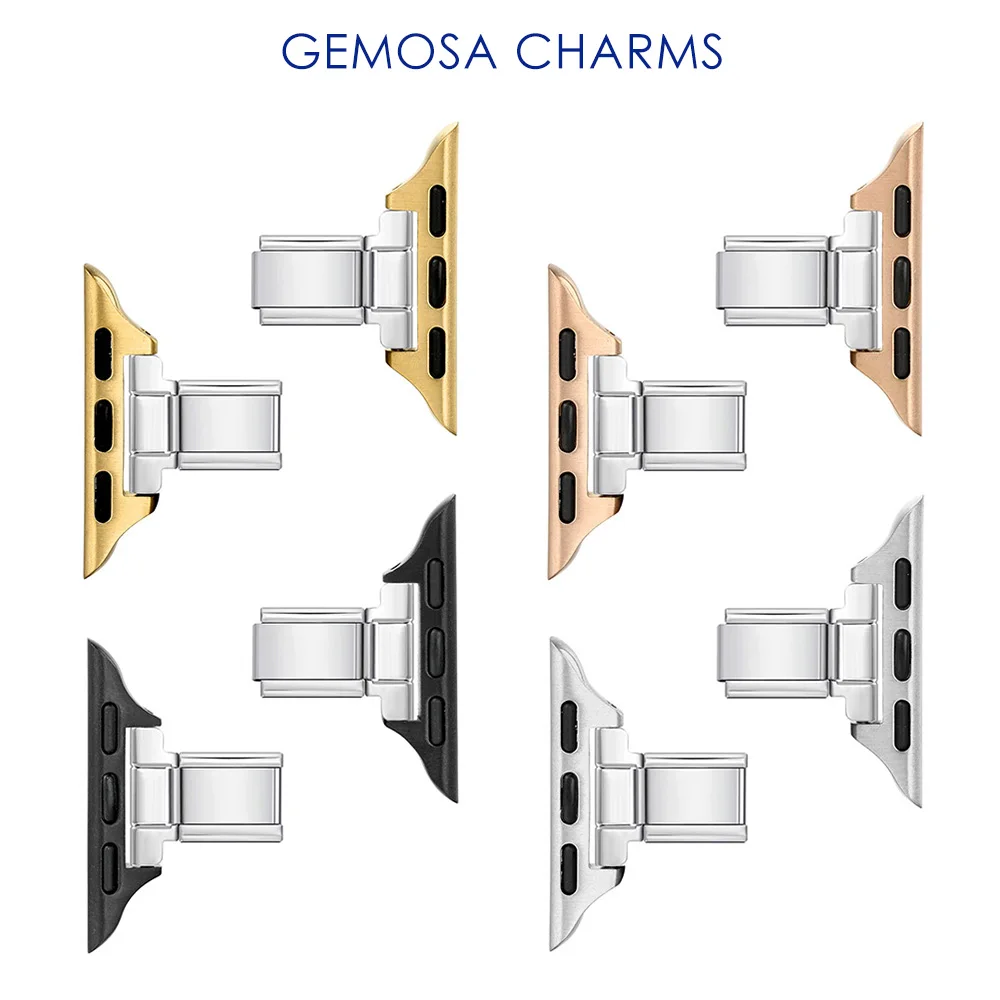 GEMOSA Adapter for Smart Watch 14mm Strap Connector Stainless Steel Italian Charm Link Fit 9mm Bracelet Accessories DIY Jewelry