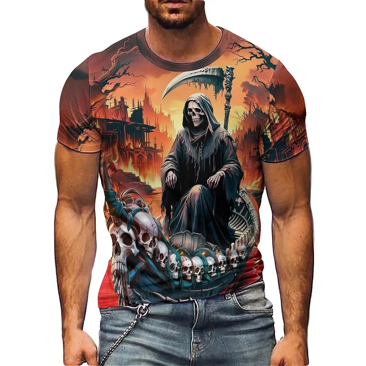 

Designer's New Color Block Splatter Print Men's 3D Printed Short Sleeve T-Shirt - Party Style