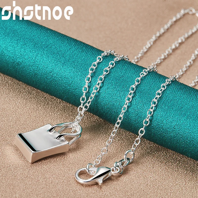 SHSTONE 925 Sterling Silver Necklace Handbag Pendant 16-30 Inch Chain Necklaces Women's Fashion Wedding Party Jewelry Wholesale