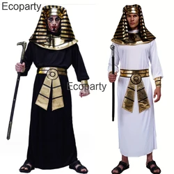 New Men's Egyptian Pharaoh Cosplay Costume Adult Halloween Egyptian King Robes With Headgear Purim Party Stage Show Outfits