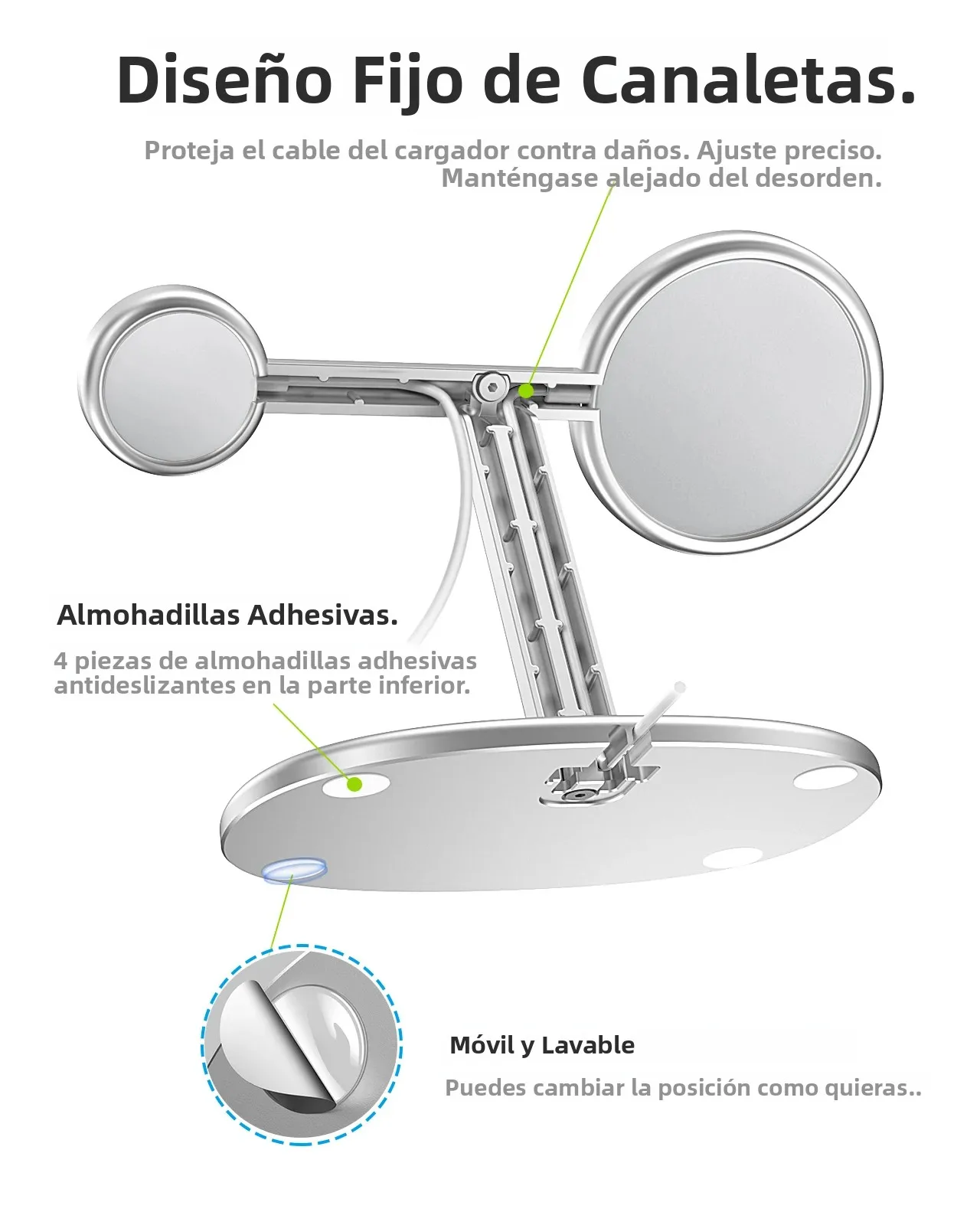 Soporte de Escritorio 2 en 1 EWA para Teléfono y Cargador Magsafe para iPhone 16~12 y Apple Watch Series (Cargador no Incluido)