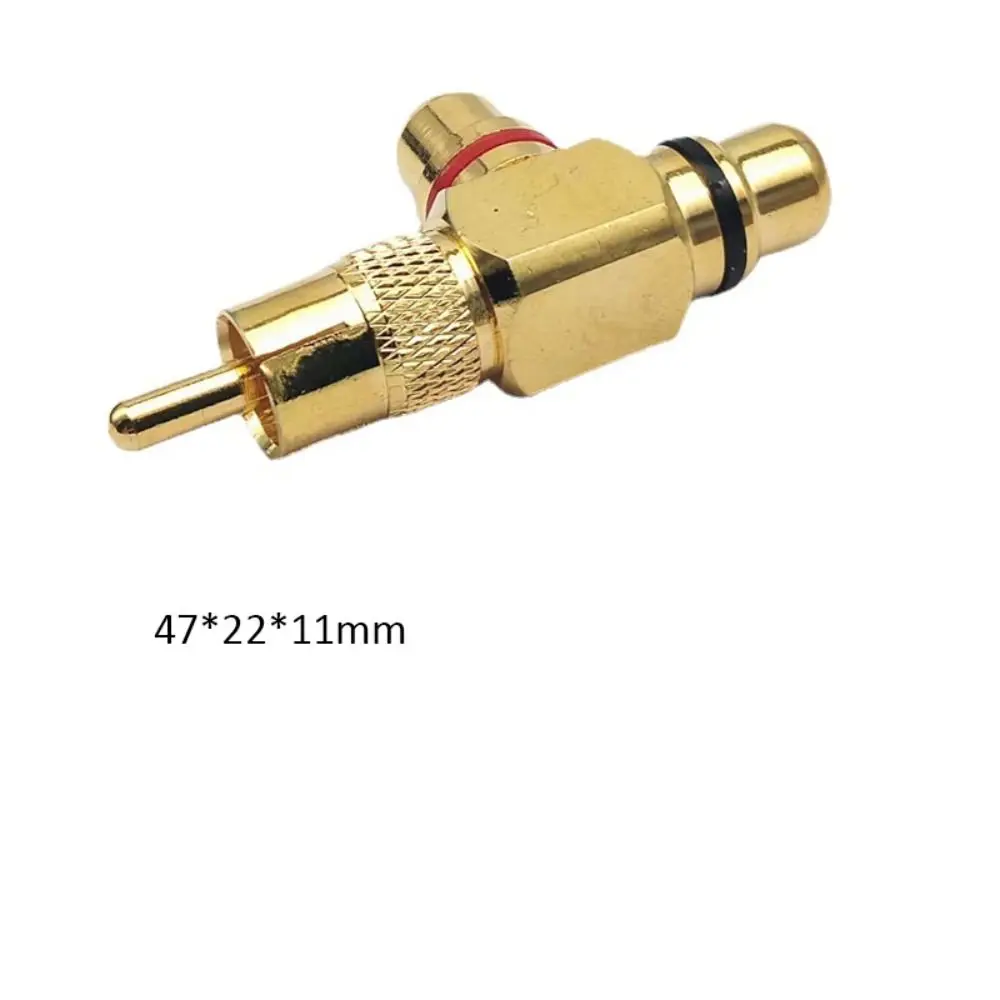 Tee Type AV Audio Video Converter Adapter męski na RCA żeński pozłacany RCA Lotus Adapter Miedź Mosiądz 3-drożny rozdzielacz