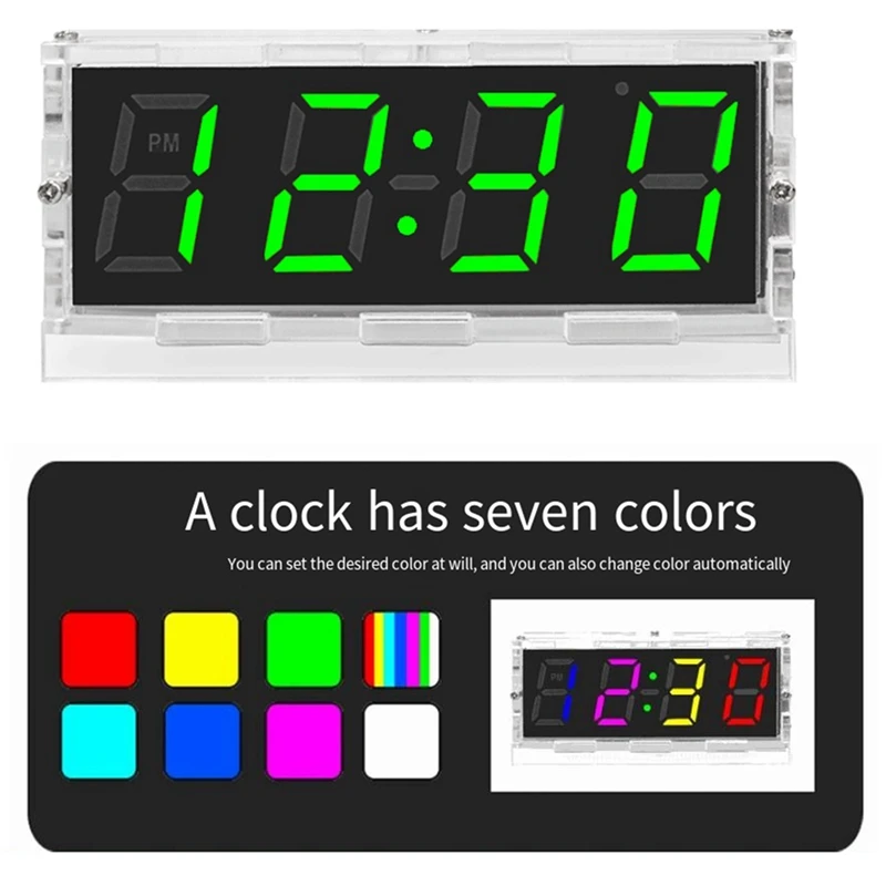 Colorful Digital Clock Parts Colorful RGB Digital Alarm Clock Microcontroller Circuit Board Welding DIY Production