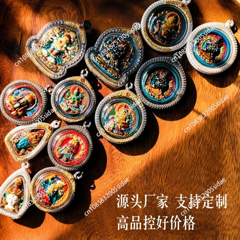 قلادة ثانغكا مرسومة يدويًا على الوجهين من الفضة الإسترليني قلادة زكي رمغاو صندوق إله الثروة Wuye