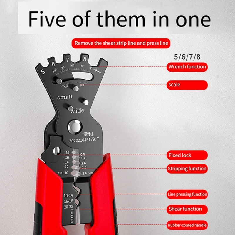 Alicates pelacables de Metal rojo para corte de Cable, herramienta de mano, 1 unidad