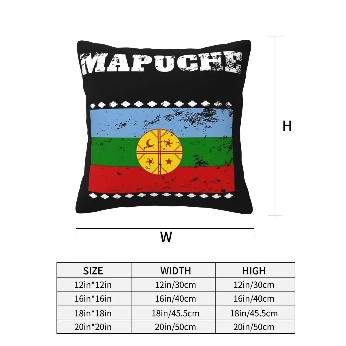 Mapuche Town Flag Retro Vintage Square Pillowcase Cushion Cover Pillow Case Throw Pillow Cover for Home Sofa Living Room