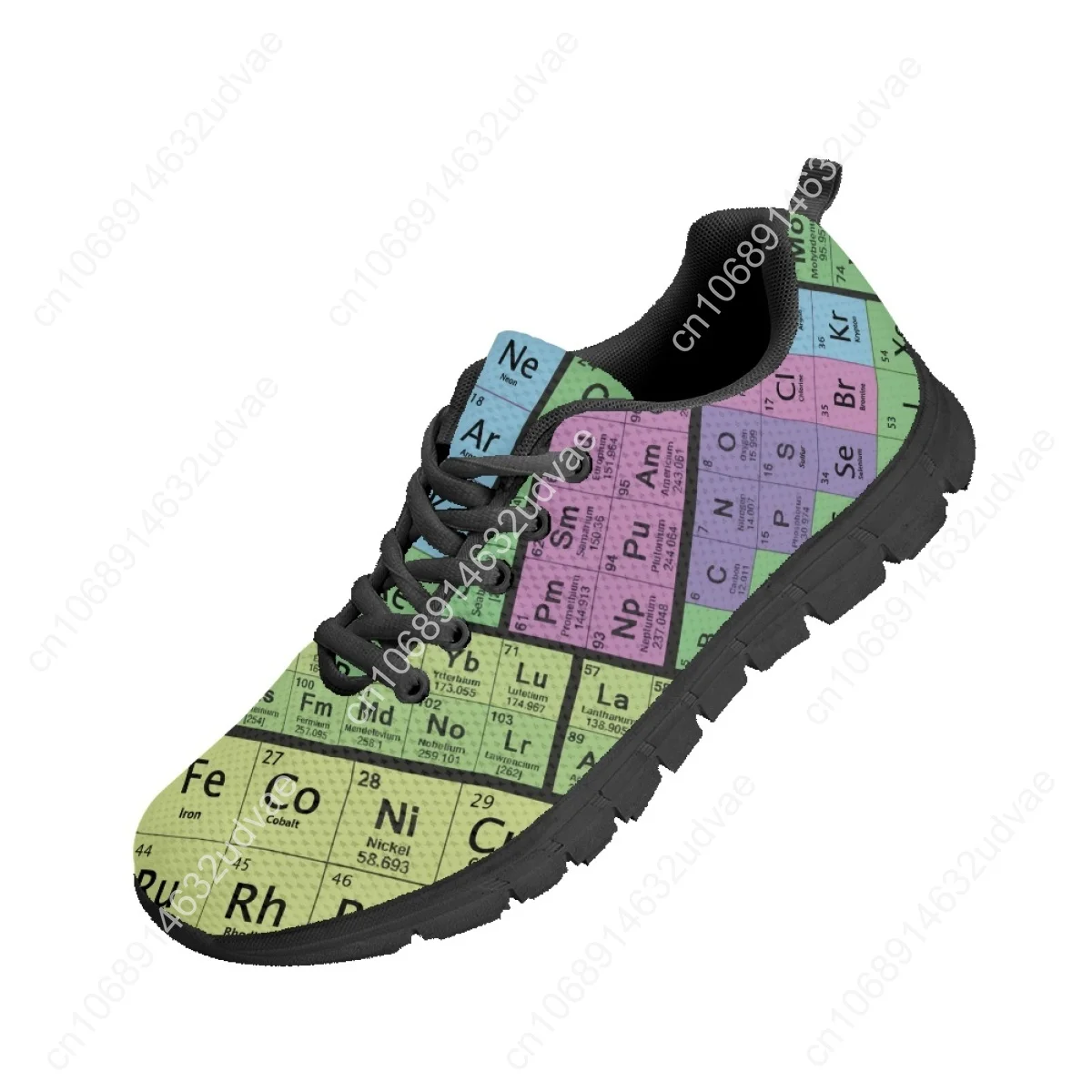 Women 3D Periodic Table Print Sneakers For Students Chemistry Pattern Mesh Flats Femme Walking Shoes Zapatos Mujer