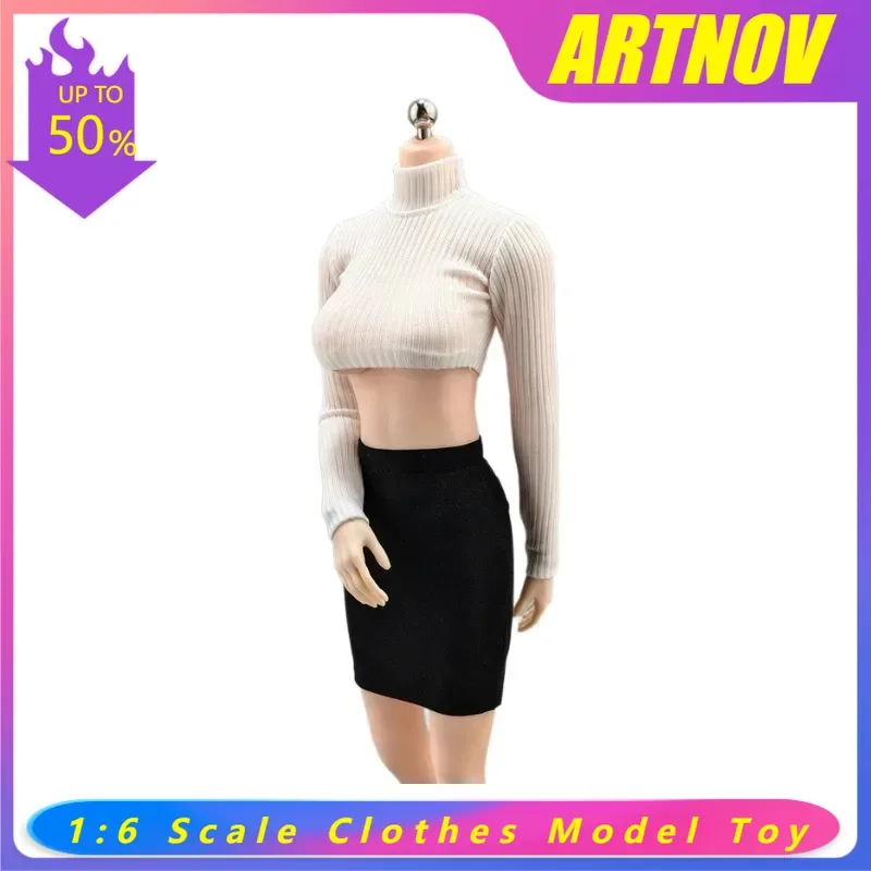 

1/6 Scale Female Soldier Slim-fit Turtleneck Long Sleeve Crop Top Outfit Fit for 12'' Action Figure Body (Display Collection)