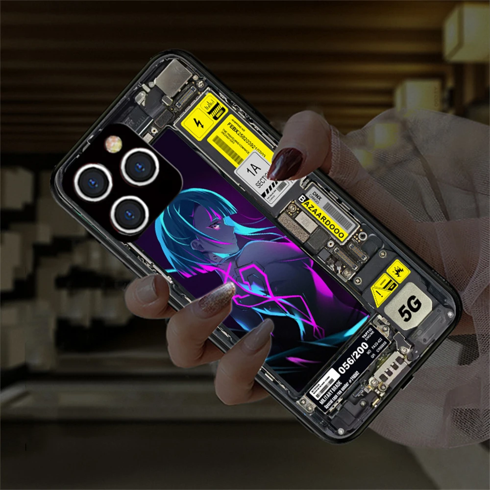 2027 Luminous Tempered Glass Phone Case For iPhone Air 18 17 16 E 15 14 13 12 11 Pro Max Plus XR XS LED Backlight Cover