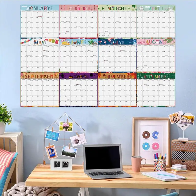 2025 Yearly Wall Calendar January 2025-December 2025 Monthly Calendar 2-Sided Erasable Calendar For Holidays To-do List ＆
