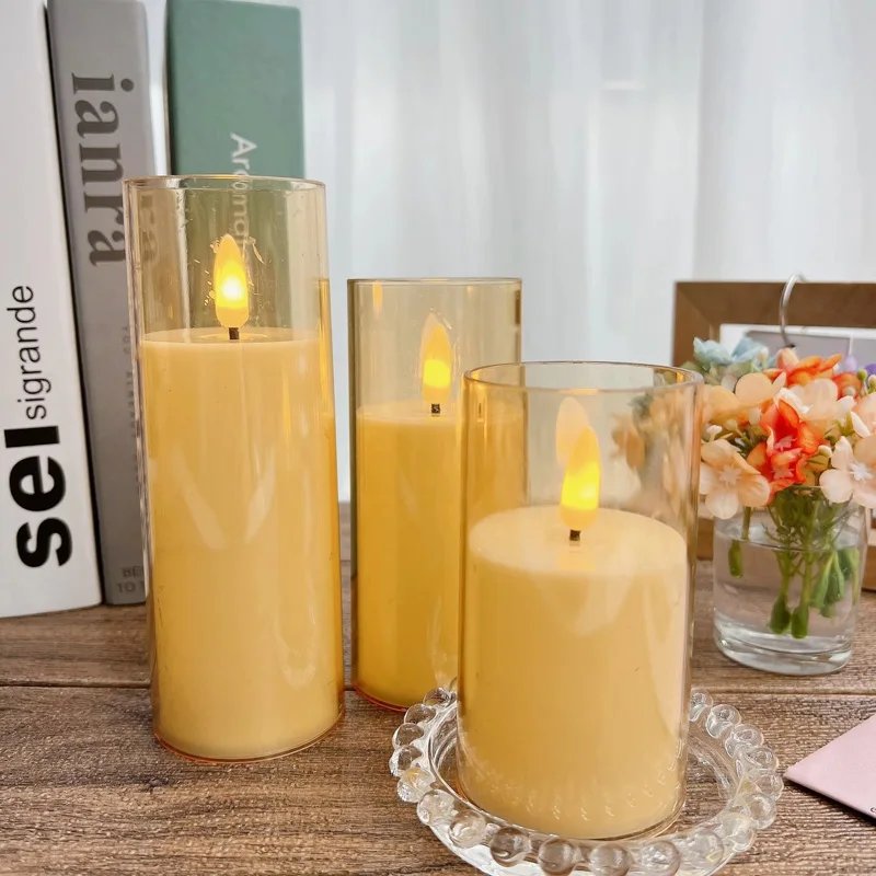 

12Pcs LED Flameless Candles Light Simulation Acrylic Wedding Romantic Candle Lamp Party Christmas Home Decor AA Battery Operated