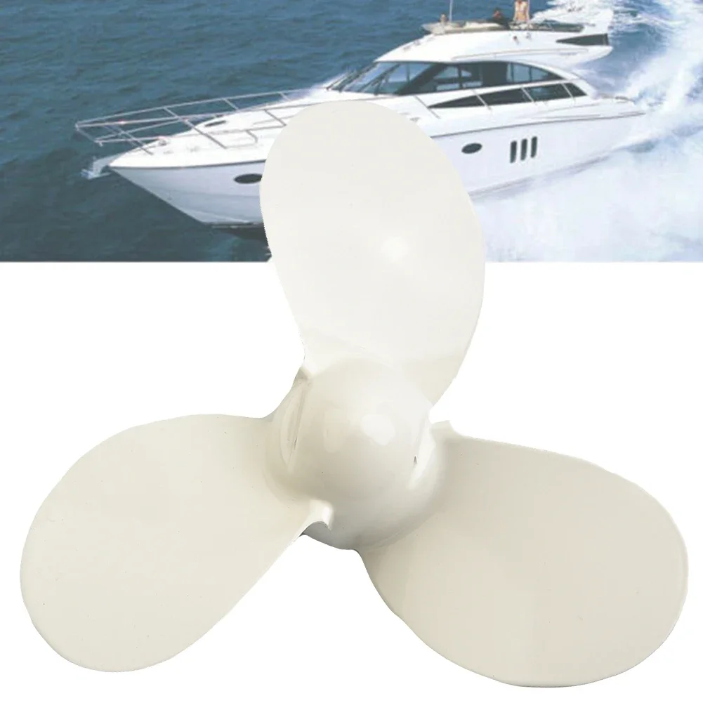 Three Leaves Metal Outboard Propeller White Aluminum Alloy Propeller For Marine Boat Motor 2 Stroke  2 Horsepower 7 1/4×5-A