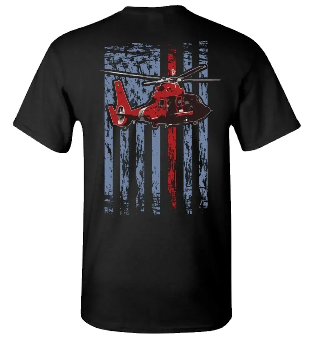

Creative Design American Flag Coast Guard MH-65 Helicopter T-Shirt. Summer Cotton Short Sleeve O-Neck Mens T Shirt New S-3XL