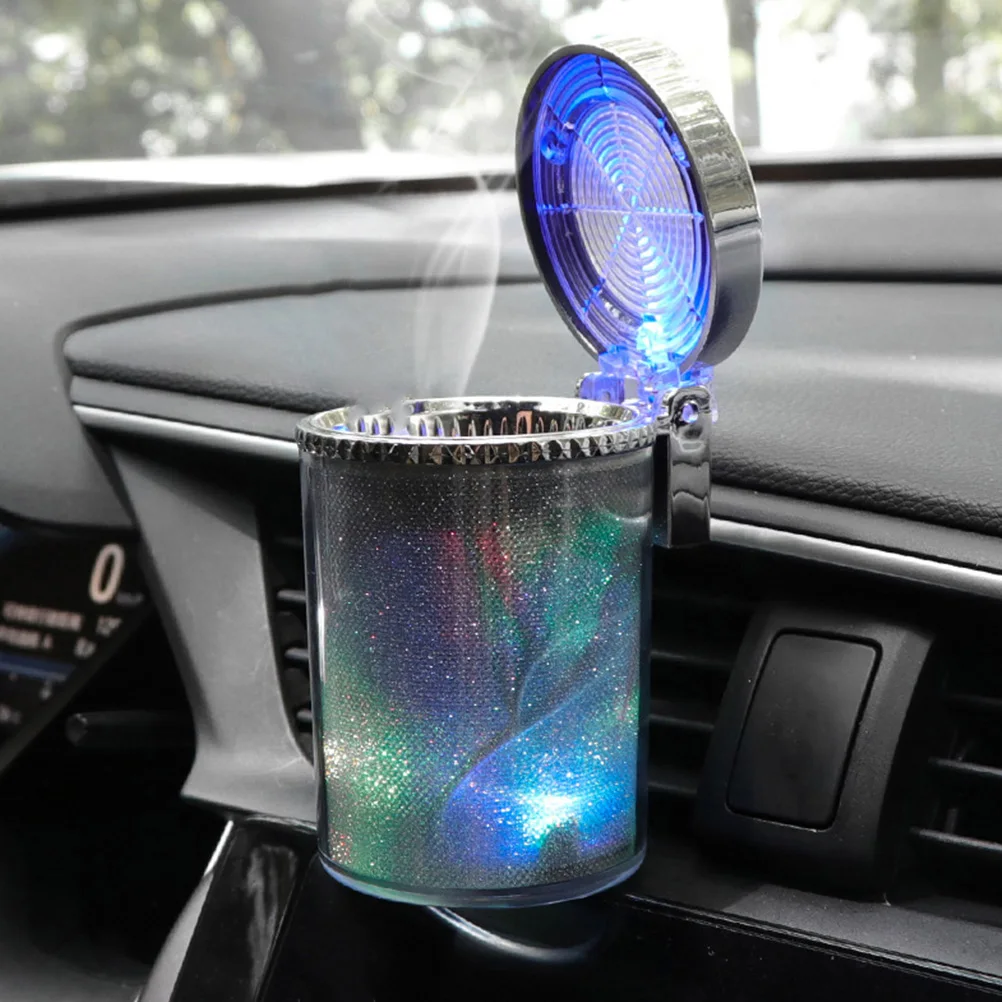 

Automatic LED Ashtray with Lid High Flame Retardant Fashionable Car Cigarette Holder