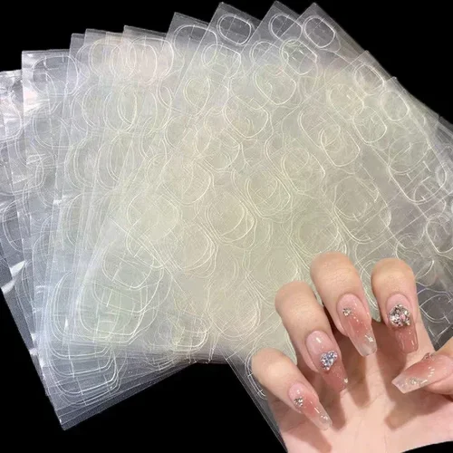 Imagen 2 del producto Paquete de 10 pegatinas transparentes para puntas de uñas de gelatina, pegamento para uñas de Gel de doble cara para presionar en las uñas, calcomanía autoadhesiva para manicura falsa