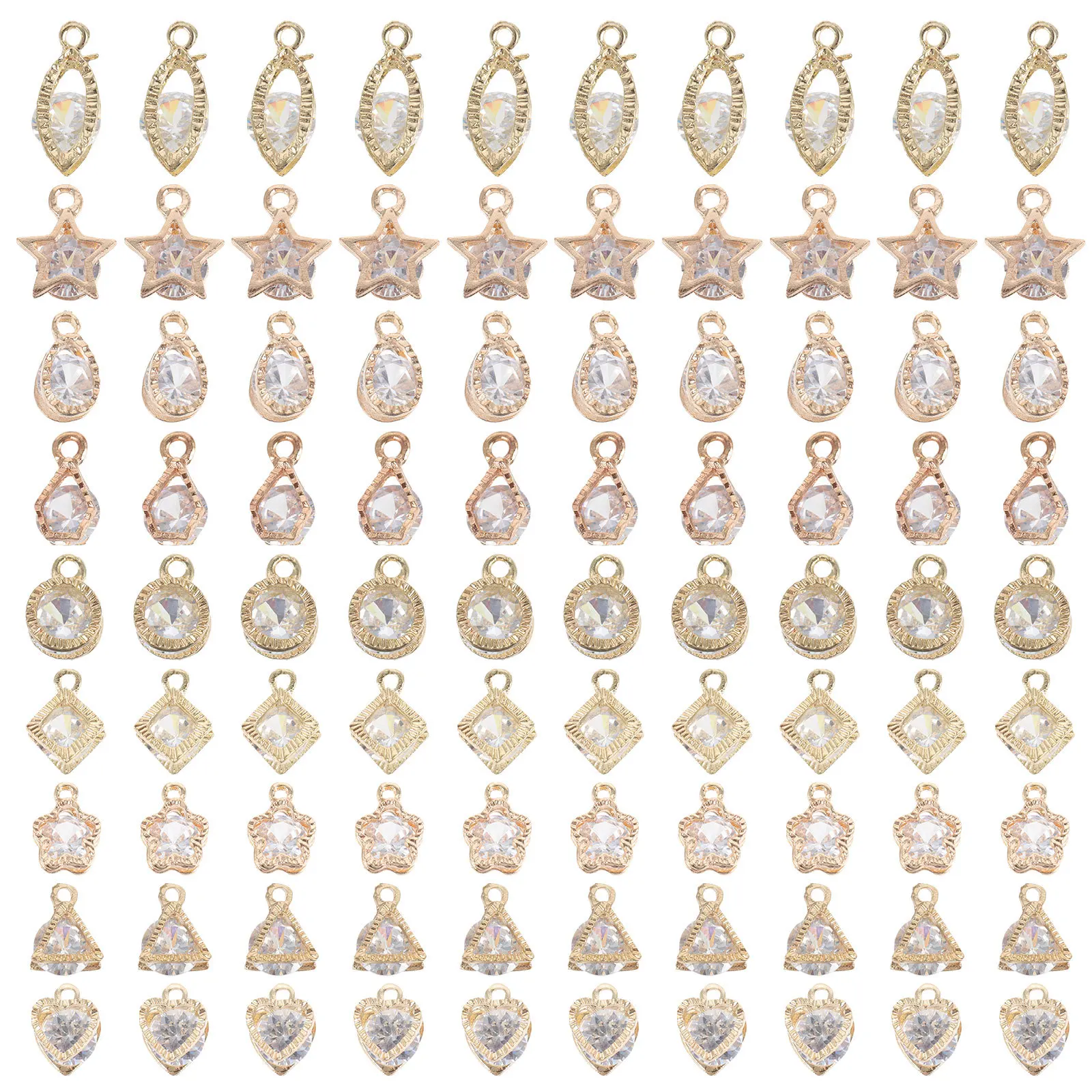 90Pcs Cubic Zircon Alloy Pendants DIY Charm for Earrings Necklace Bracelet Accessories Jewelry Craft Supplies DIY Material