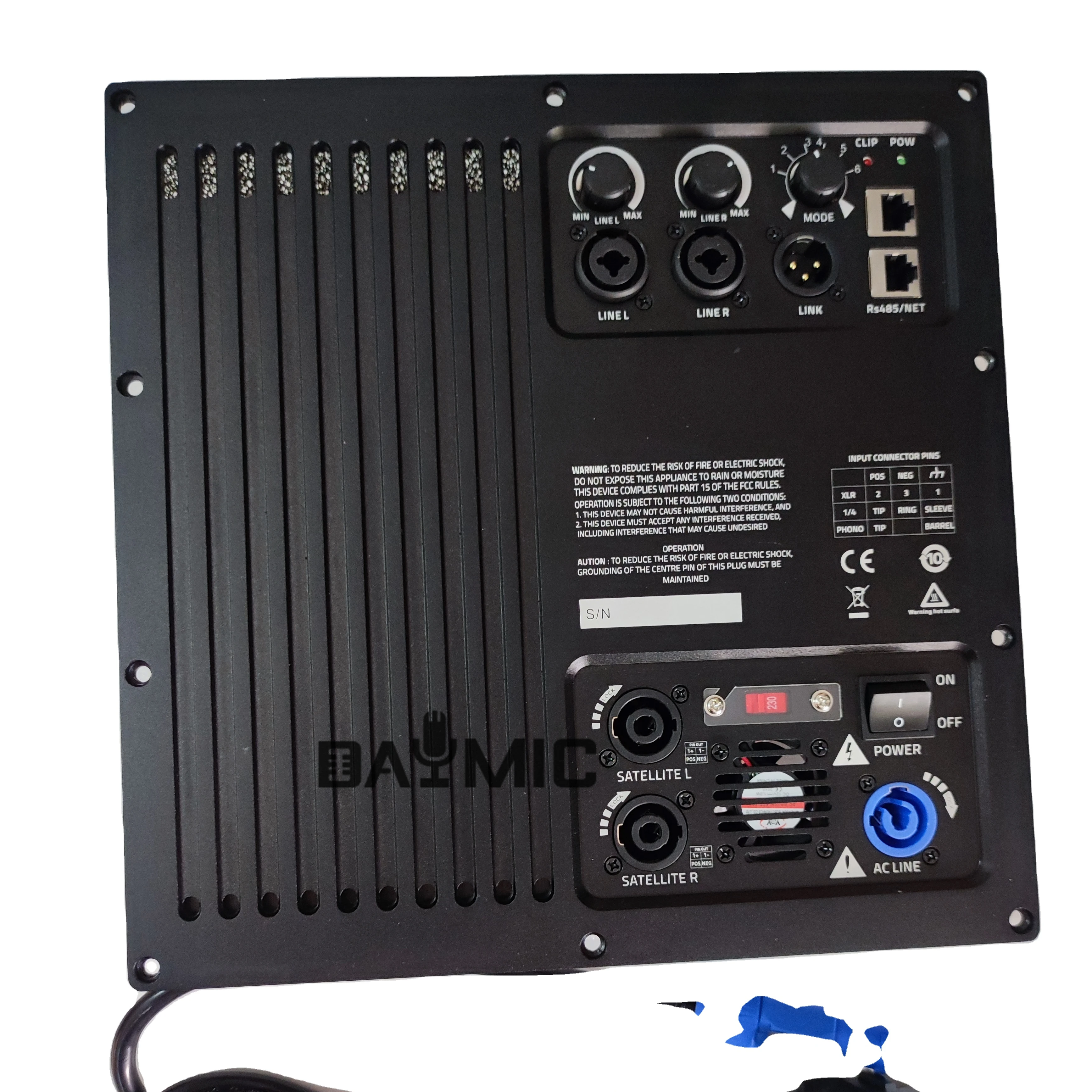 3 channel 2*400w 1200w 8ohm DSP class D sound equipment amplifiers module for stage bass speaker