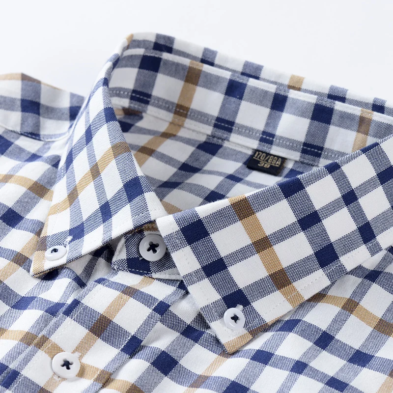 Quality New 100% Cotton Oxford Shirt Long Sleeve For Men\'s Social Dress Shirts Soft Comfortable Regular Fit Casual Man Clothing