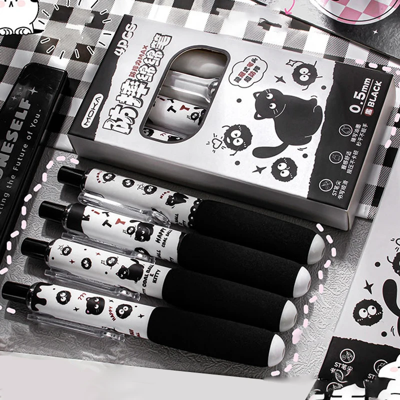 4Pcs Creative Kawaii Gel Pen Cartoon Cute Writing Pen Fashion Writing Smooth Pens Office Supplies Student Stationery Gifts