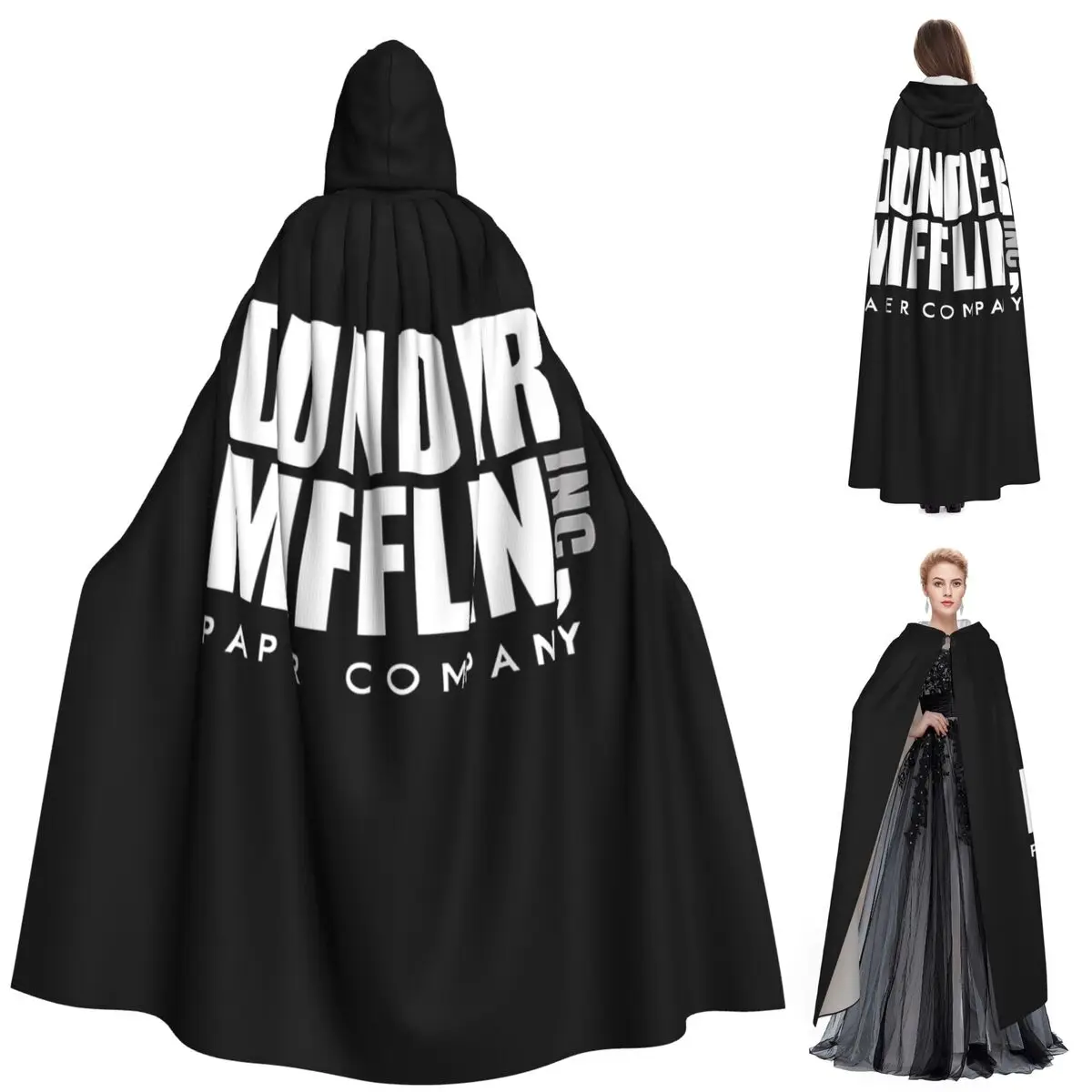

Длинный плащ с капюшоном и логотипом Dunder Mifflin, средневековый костюм ведьмы, накидка для косплея, пальто на Хэллоуин для взрослых, унисекс