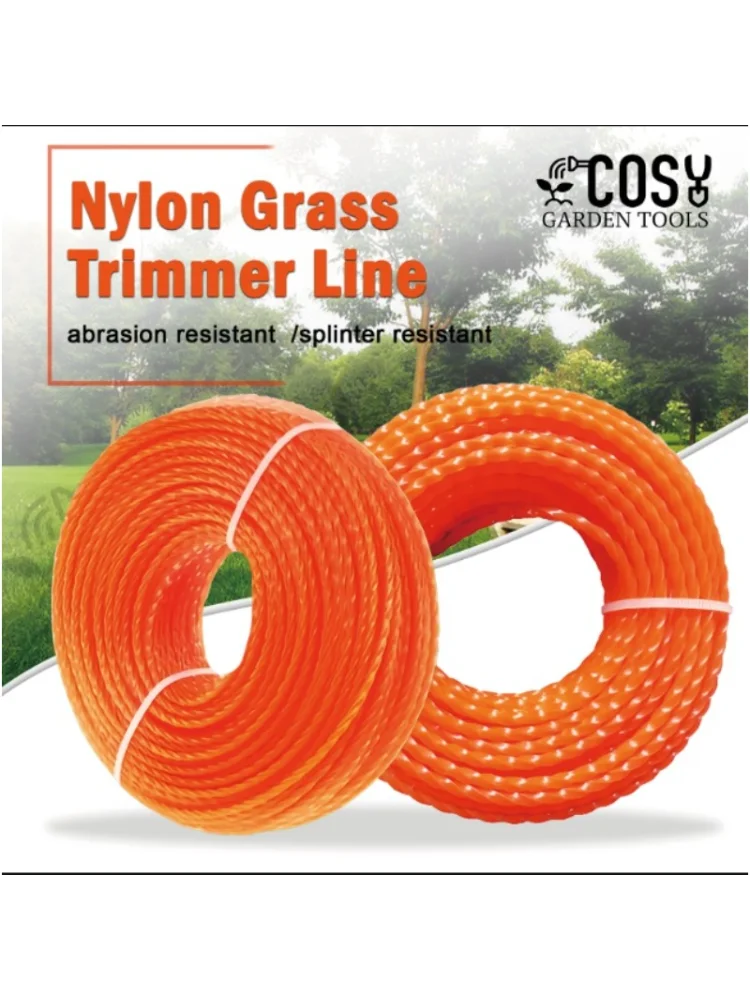 

5m/10m/15m*2.0mm/2.4mm/2.7mm/3mm/4mm Mowing Nylon Grass Trimmer Rope Brush Cutter Trimmer Line Mowing Wire Lawn Mower Accessory